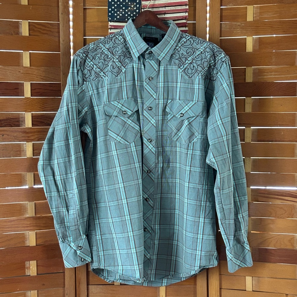 R University Shirt Men’s Button Down Long Sleeve Western XL